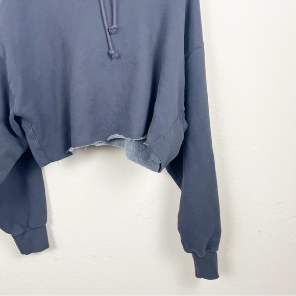 Tna Cozy Fleece Gray Cropped Hoodie Size 3 - Picture 2 of 6